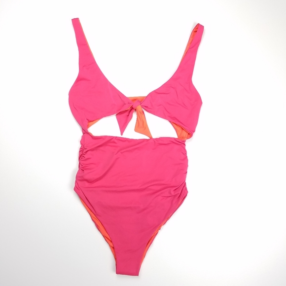 Stella McCartney Tie Front Pink One Piece Swimsuit - Picture 6 of 10